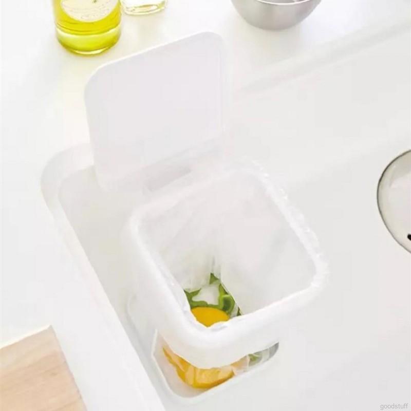 Thùng Rác Nắp Lật Để Bàn Màu Trắng Đen