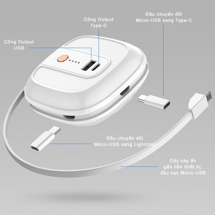 Củ sạc kiêm pin dự phòng sạc đa cổng USLION. Charging- Hàng Chính Hãng