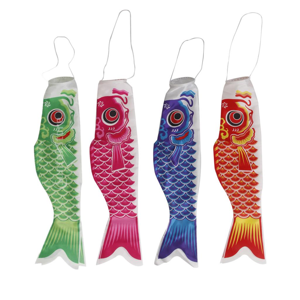 4 Pieces 55cm Japanese Windsock Carp Flag Koi Nobori Sailfish Wind Streamer