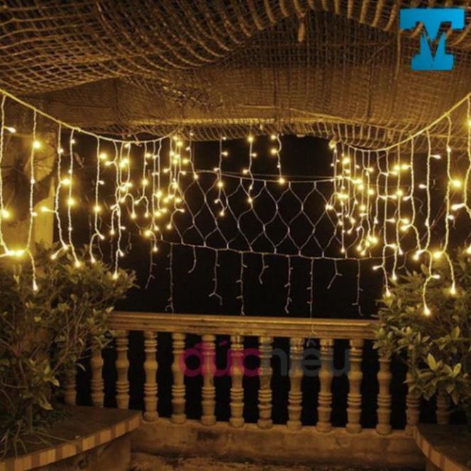 Dây đèn LED rèm 8m 40 sợi, dây đèn chớp tắt, đèn trang trí noel
