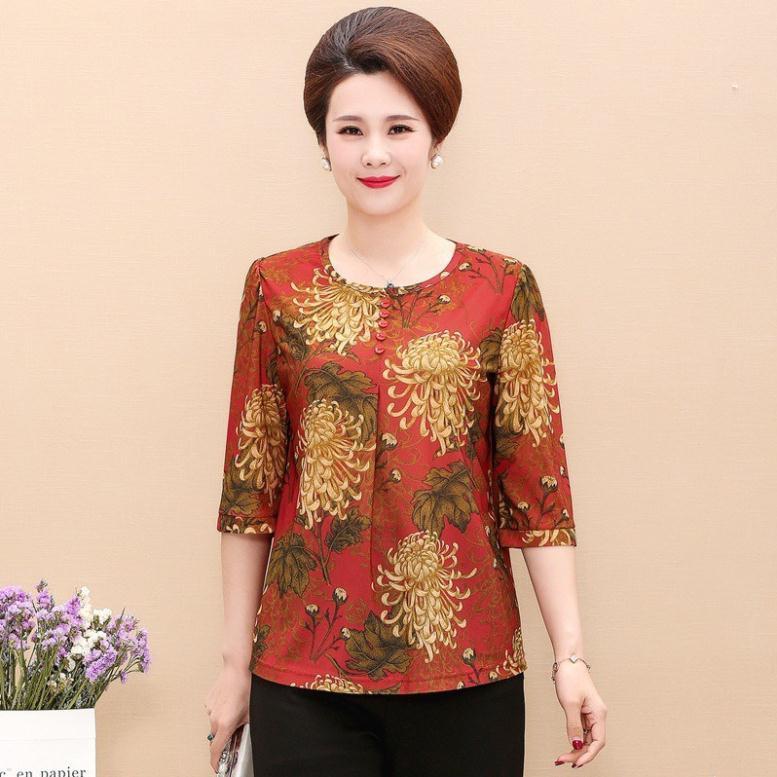 ÁO TRUNG NIÊN CÚC CỔ HỌA TIẾT