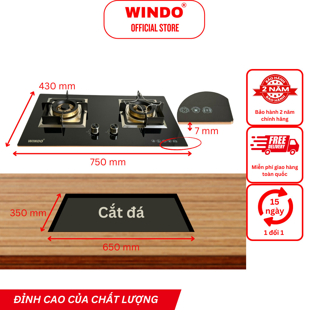 Bếp Gas Âm WINDO - 13BG | Hàng Chính Hãng | Bảo Hành 2 Năm