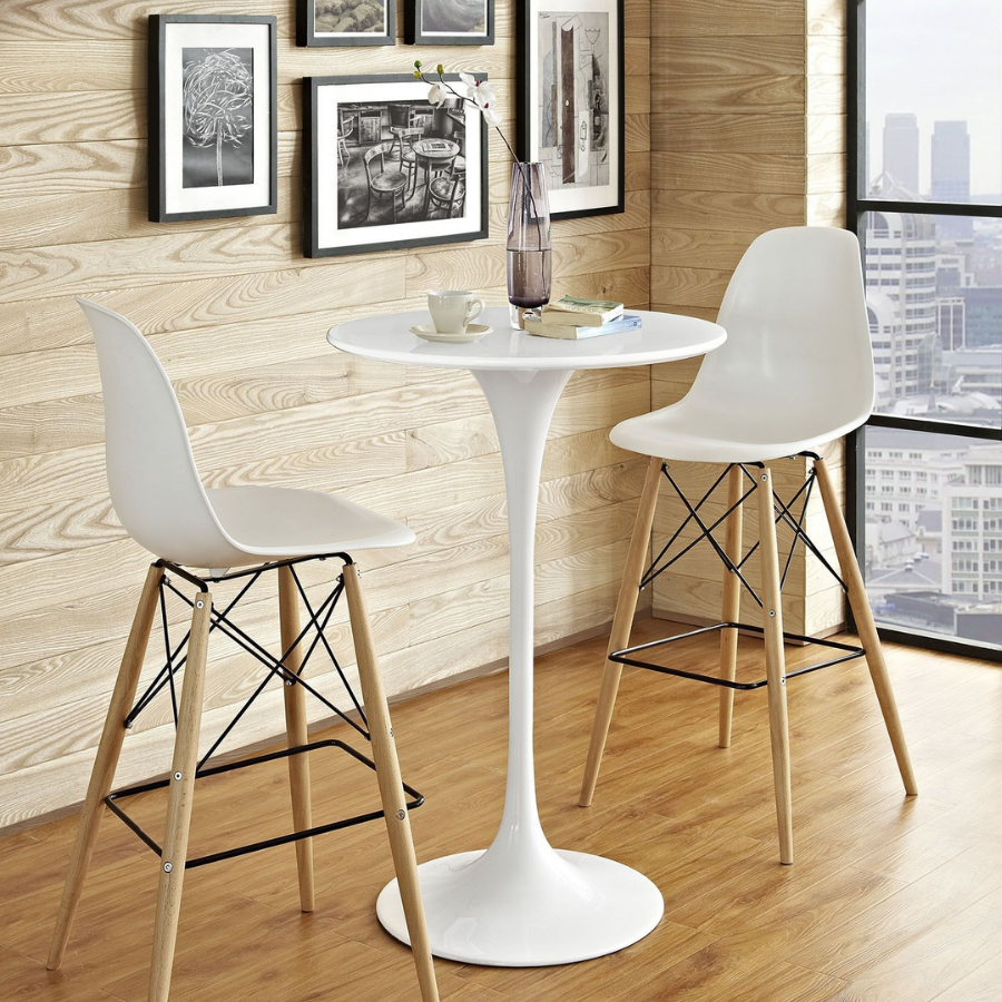 Bàn chân trụ cao đúc composite nguyên khối Bàn bar mặ tròn nhỏ gọn để bình hoa trang trí phòng khách tiêu chuẩn Châu Âu - Livingroom decor bar table TB Tulip -06S