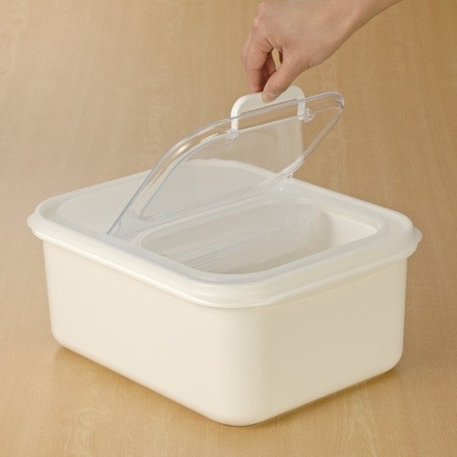 Thùng đựng gạo 6kg nắp bật có 2 ngăn kèm ca đong nội địa Nhật Bản