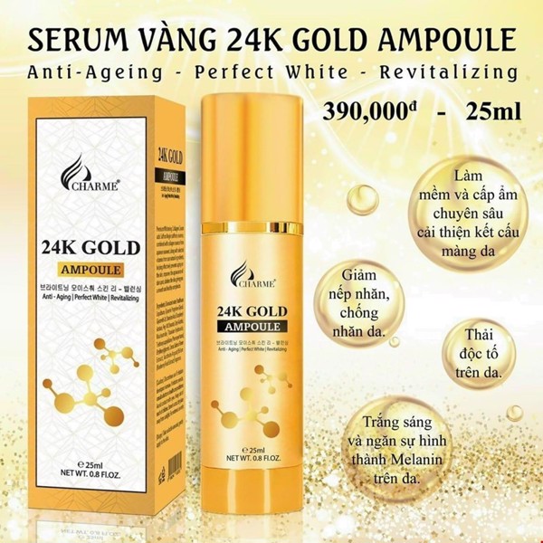 Serum Charme dưỡng trắng da ngăn ngừa lão hóa Gold Ampoule 25ml