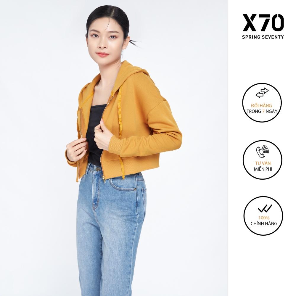 Áo Khoác Nỉ Nữ Chống Nắng Kiểu Dáng Croptop Thiết Kế Có Nón Thời Trang X70 - 02540003