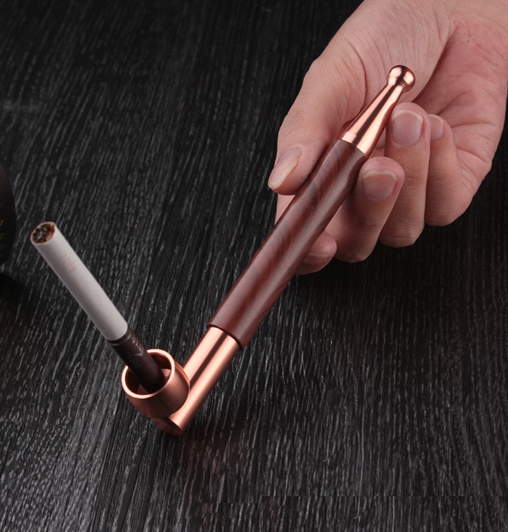 tẩu thuốc đồng thau cao cấp sang trọng gắn sợi và diếu đều được