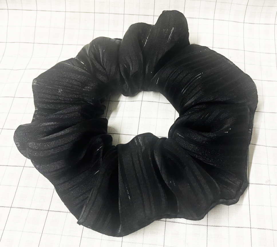 Cột tóc đen ánh kim vân tròn size lớn đẹp - cột tóc scrunchies