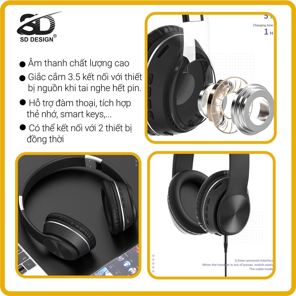 Tai nghe Bluetooth chụp tai cSD Design PH98, âm thanh chất lượng cao, sắc nét, hỗ trợ thẻ nhớ, Bluetooth 5.0