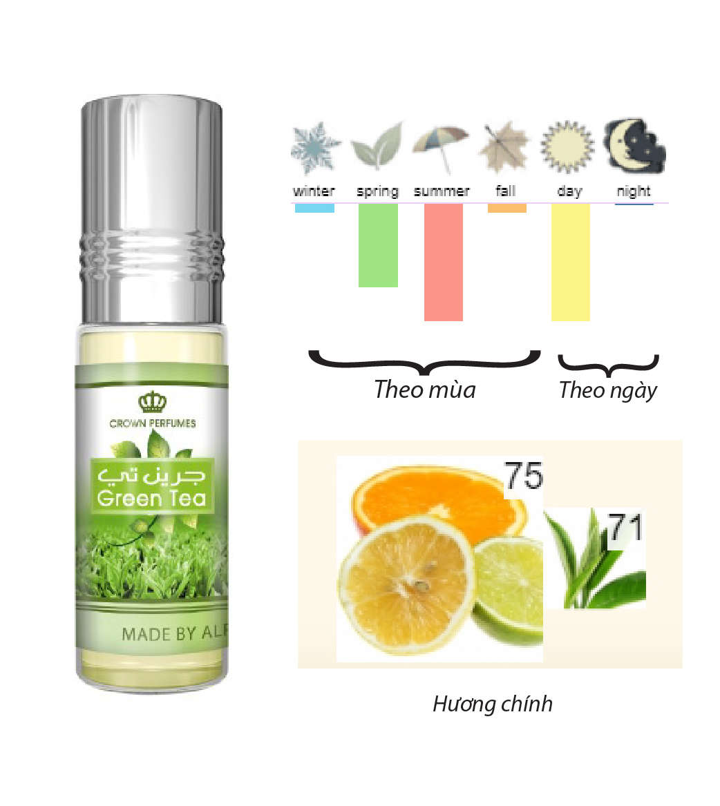 UNISEX_Tinh dầu nước hoa GREEN TEA Al-Rehab (hàng chính hãng )