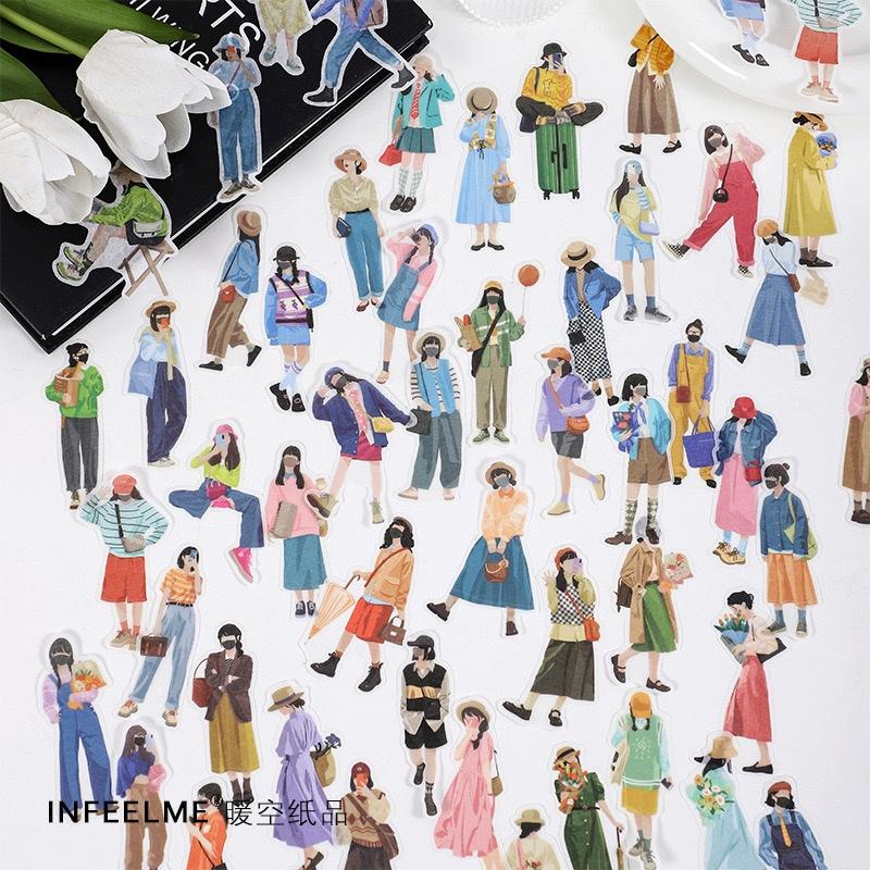 Gói 40 pcs stickers cô gái fashionista hiện đại dùng để trang trí (có tách lẻ)