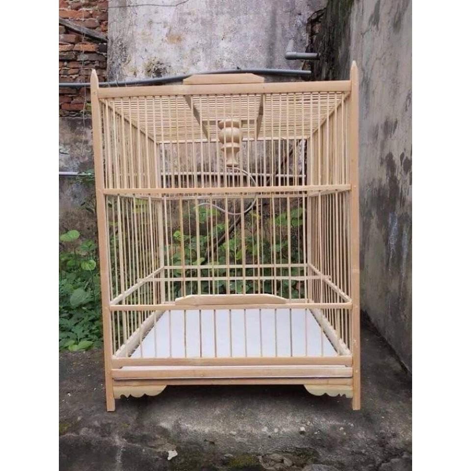 Khung lồng chim ép mộc chào mào tự ráp kèm đủ phụ kiện chất liệu trúc, tre già