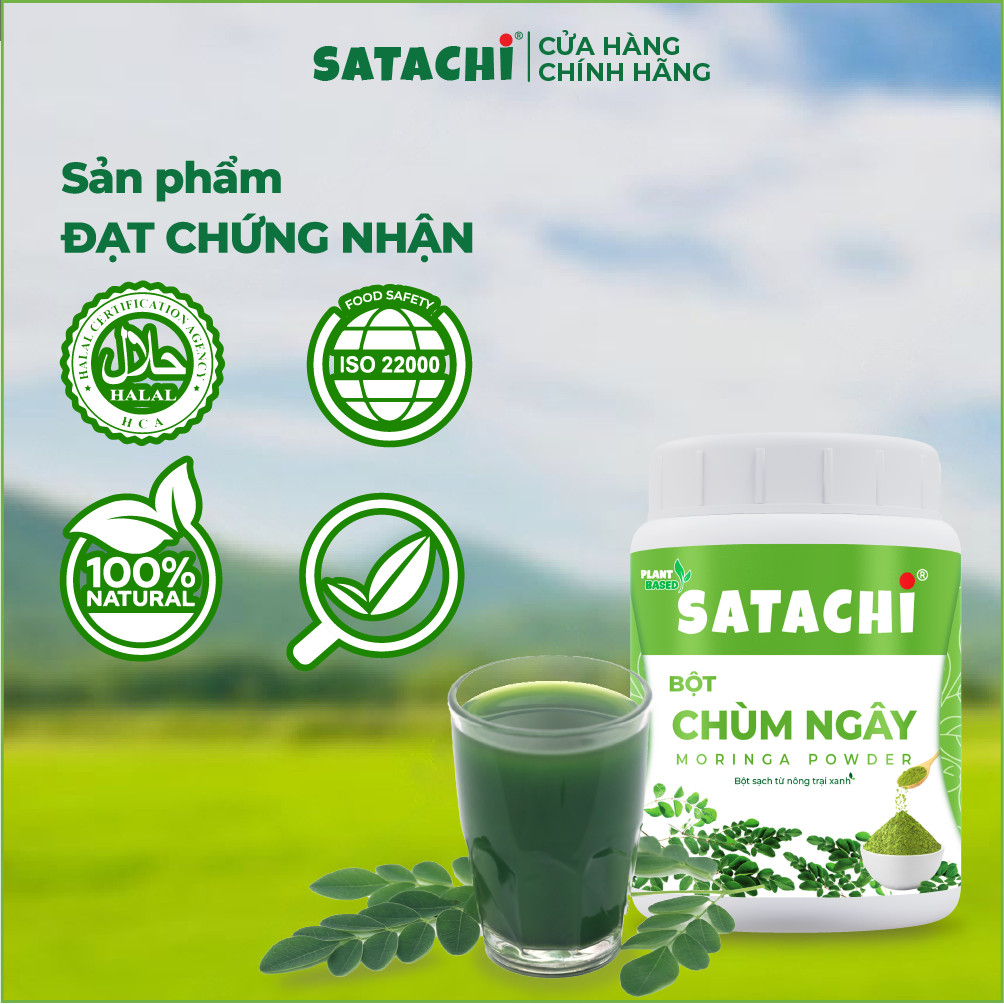 Bột Chùm Ngây SATACHI nguyên chất. Tăng cường Trí Não, bảo vệ Tim Gan, phòng ngừa bệnh Xương Khớp. Hộp 86g và 258g