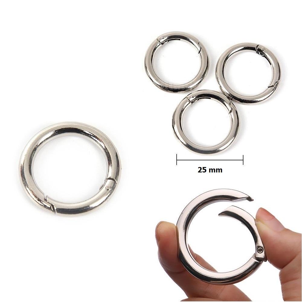 Set 3 Vòng Khoen Tròn Nhỏ, Móc Khuyên Chùm Khóa Trơn Kim Loại Màu Bạc, Móc Chùm Chìa Khóa, Móc Đa Năng - TakyHome 5070