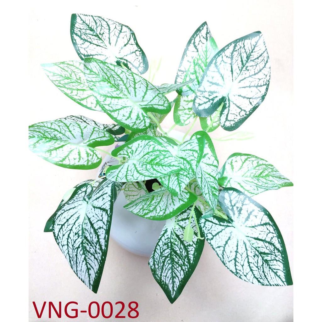 Cây giả trang trí - Cây môn trắng giả, cao 30cm, 5 nhánh lá - VNG-0028 (chưa bao gồm chậu)