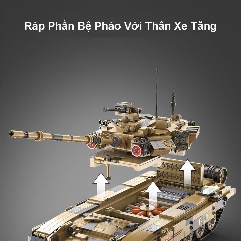 Đồ Chơi Lắp Ráp kiểu LEGO Mô Hình Tank T90 Army điều khiển từ xa C61003 với 1722 mảnh ghép