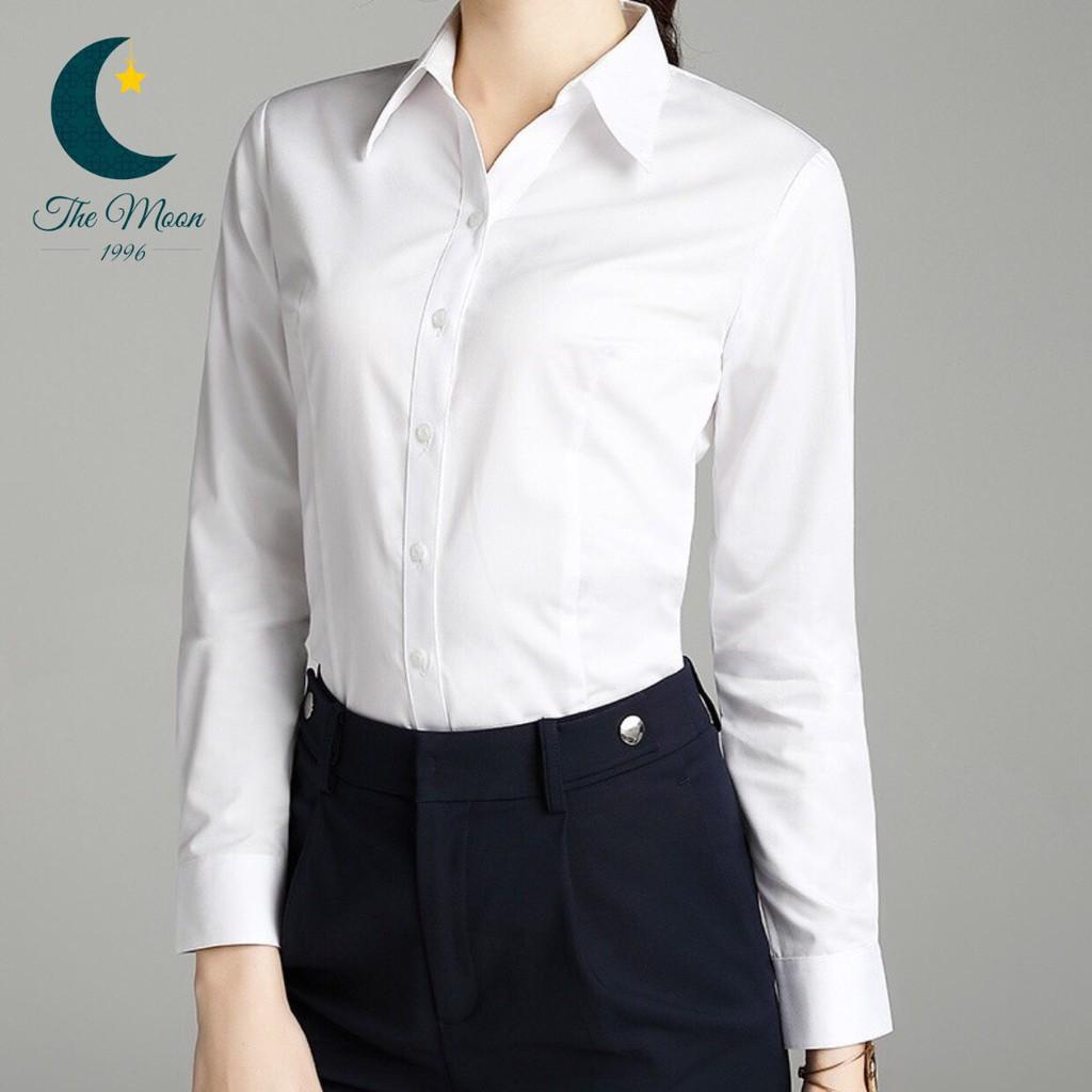 Áo Sơ Mi Nữ Dài Tay Màu Trắng Loại 1 Phù Hợp Với Mọi Lứa Tuổi
