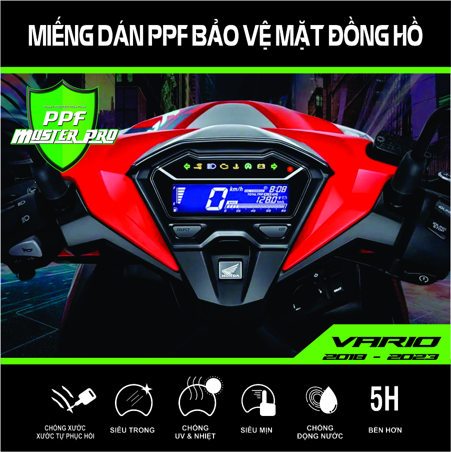 Miếng Dán PPF Bảo Vệ Mặt Đồng Hồ Xe Vario 2016 - 2017 - Vario 2018 - 2023 125, 150 , 160 | Chất Liệu Film PPF