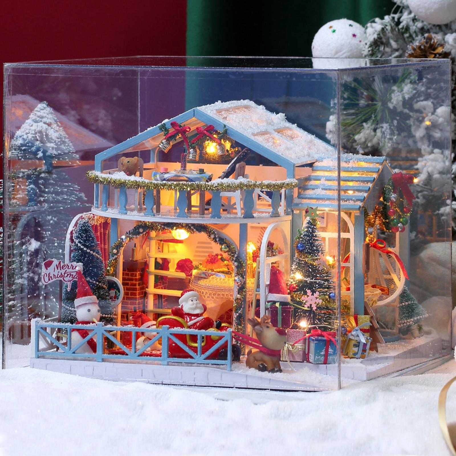 Dollhouse Miniature DIY House Kit Creative Room with Furniture and Cover for Romantic Artwork Gift