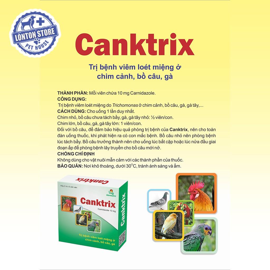 Canktrix -  Giúp Gà Đá, Chim Cảnh, Bồ Câu Hết Đẹn Miệng, Viêm Loét Miệng (Hộp 10 Viên)