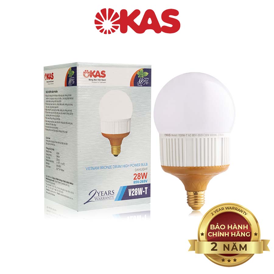 Bóng đèn LED trống đồng OKAS V28W-T công suất cao- Ánh sáng trắng