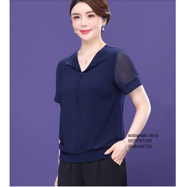 nh490720-ÁO KIỂU QUÝ CÔ TAY NGẮN (thoi trang anitagreen)