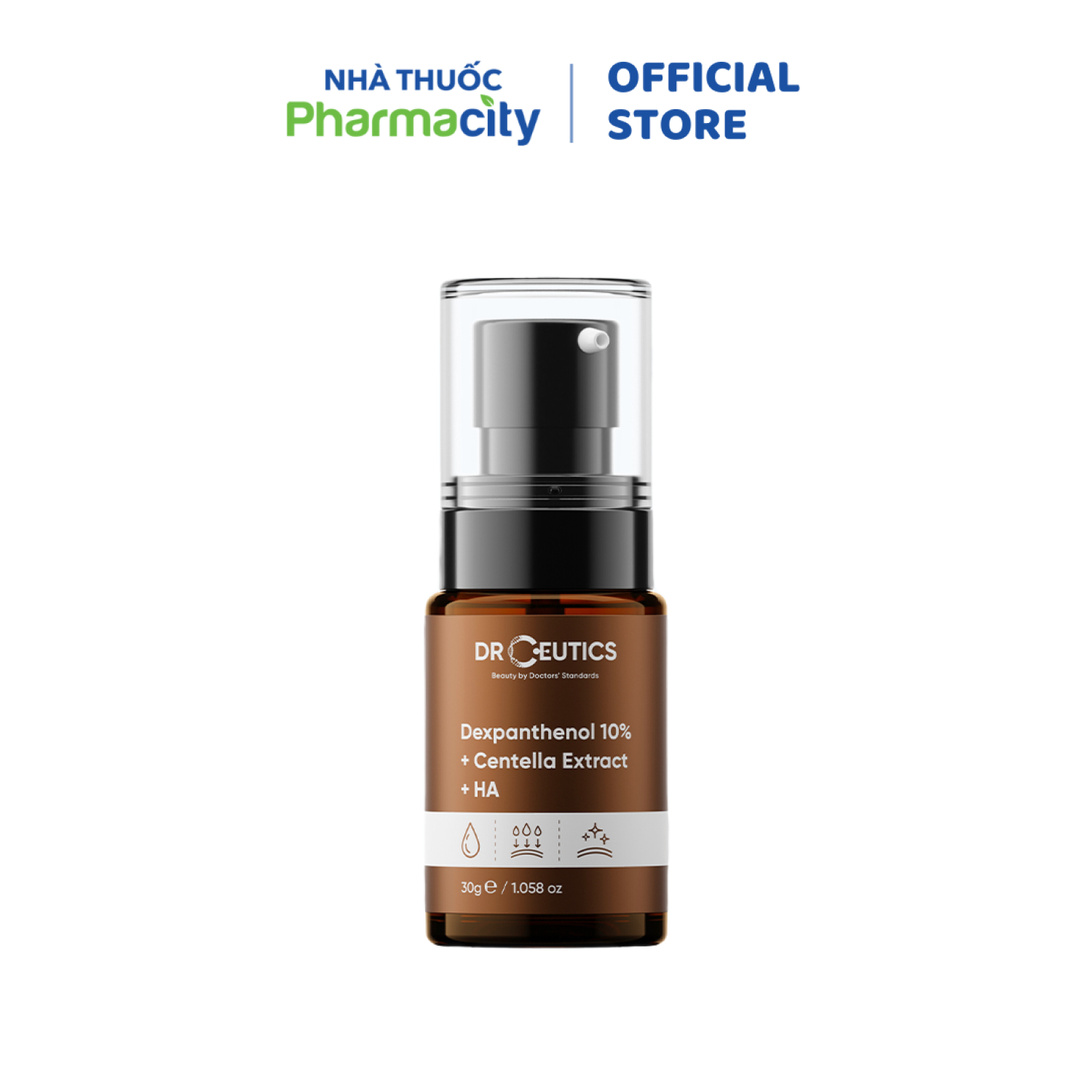 DrCeutics Serum Cấp Ẩm Hỗ Trợ Làm Dịu, Phục Hồi Da Depanthenol 10%+ Centella Extract+ HA (30g/Chai)