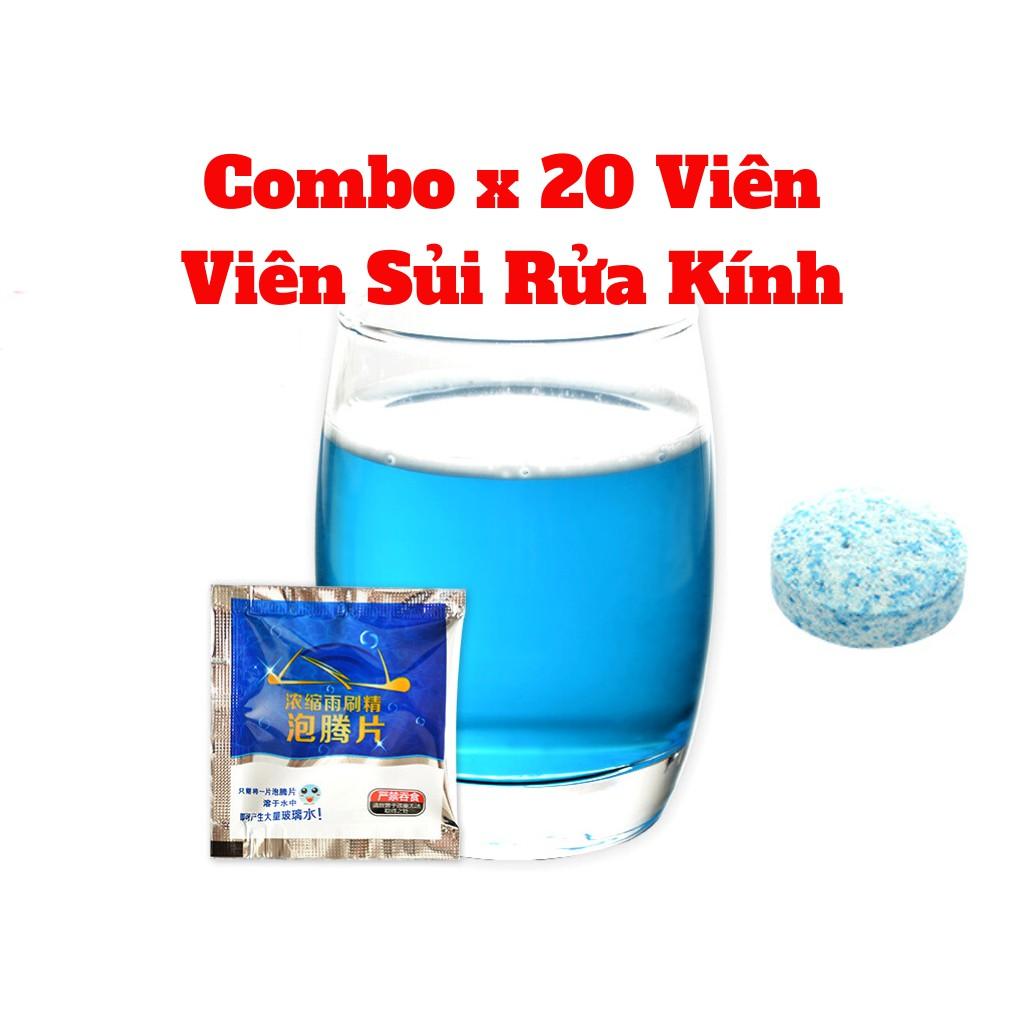 Combo 20 Viên Sủi Rửa Kính Ô Tô Rửa Kính Xe Hơi 1 Viên Pha 4 Lít Nước