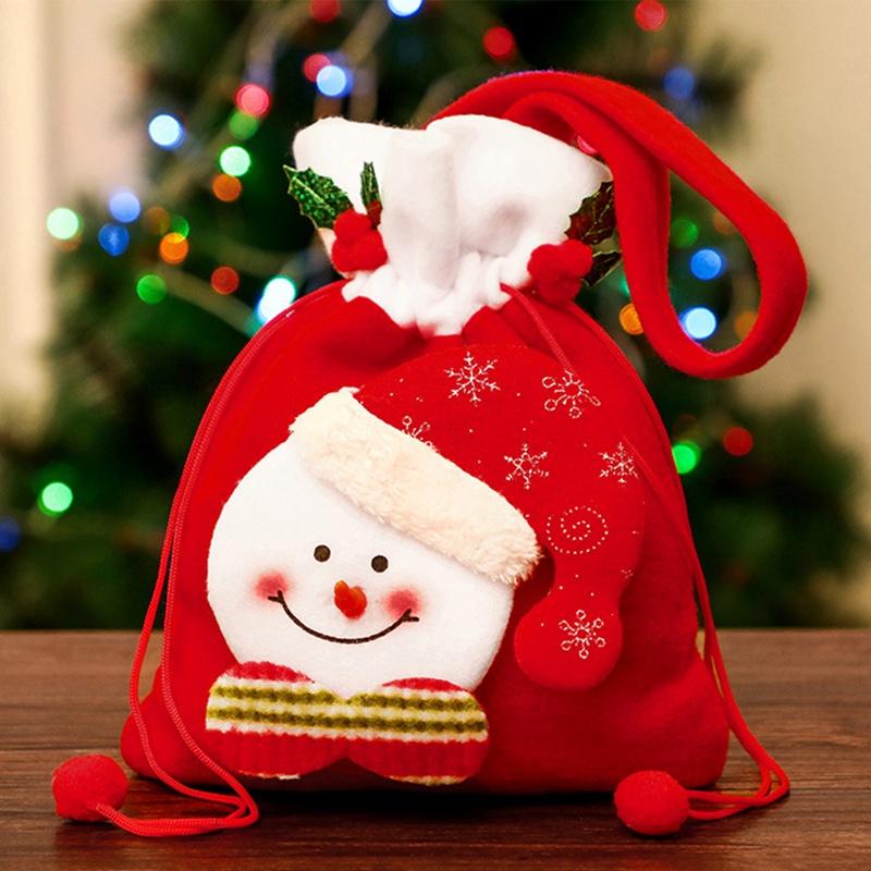 Túi dây rút hình búp bê ông già noel người tuyết tuần lộc dùng đựng kẹo làm quà tặng Giáng sinh