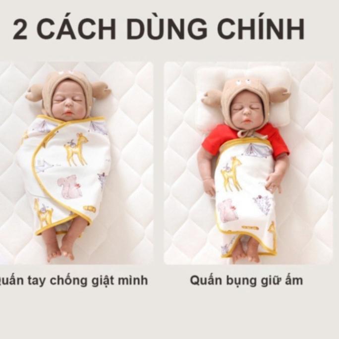 Khăn Quấn Tay Chống Giật Mình Cotton Cho Bé Sơ Sinh loại mỏng, dùng làm chũn quấn cho bé, thoáng mát mềm mại