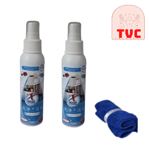 Combo 2 Chai Xwash For Kitchen 100ml - Vệ Sinh Không Hóa Chất - An Toàn Hiệu Quả- Đánh Bay Dầu Mỡ Nhà Bếp, Tặng Kèm Khăn Lau Bếp