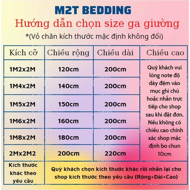 Chăn Ga Gối Đệm Cotton TC M2T Bedding Phong Cách Hàn Quốc Ga Giường Bo Chun Đủ Mọi Kích Thước Theo Yêu Cầu