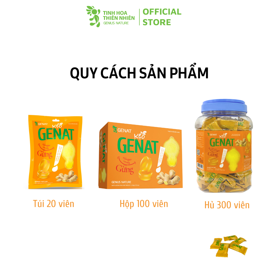 Kẹo Genat Gừng (Hộp 100 viên) - Giao 2H HCM