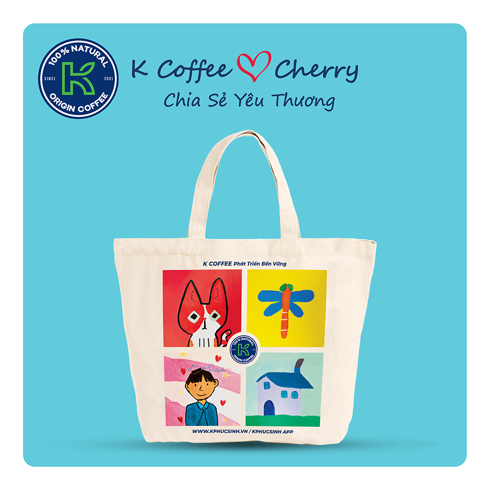 Túi Canvas K Coffee x Cherry - Chia Sẻ Yêu Thương - Túi Gây Quỹ Từ Thiện