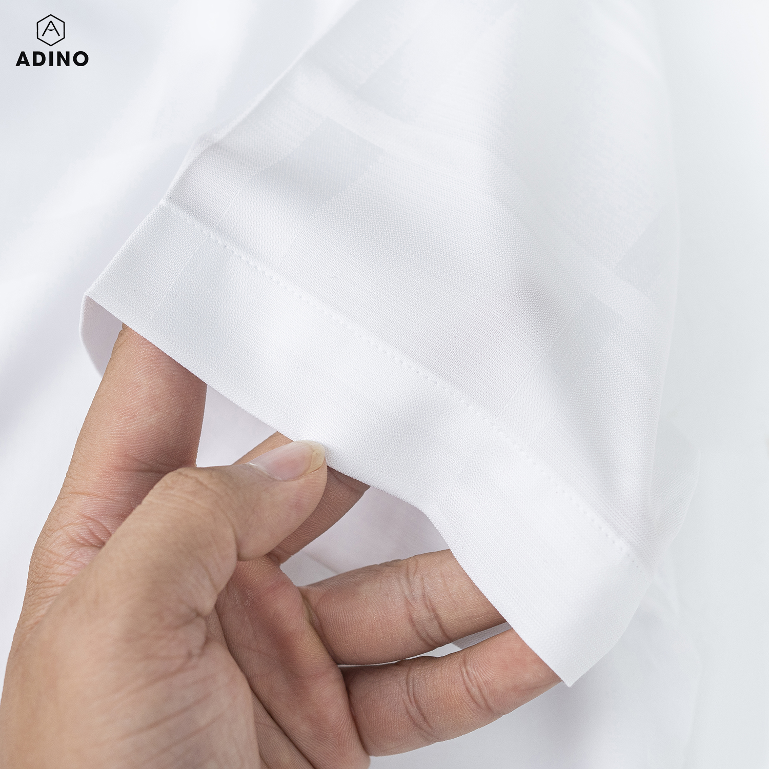 Áo sơ mi nam cộc tay màu trắng kẻ ADINO vải sợi tre bamboo mềm mịn mát dáng slimfit công sở trẻ trung CT93