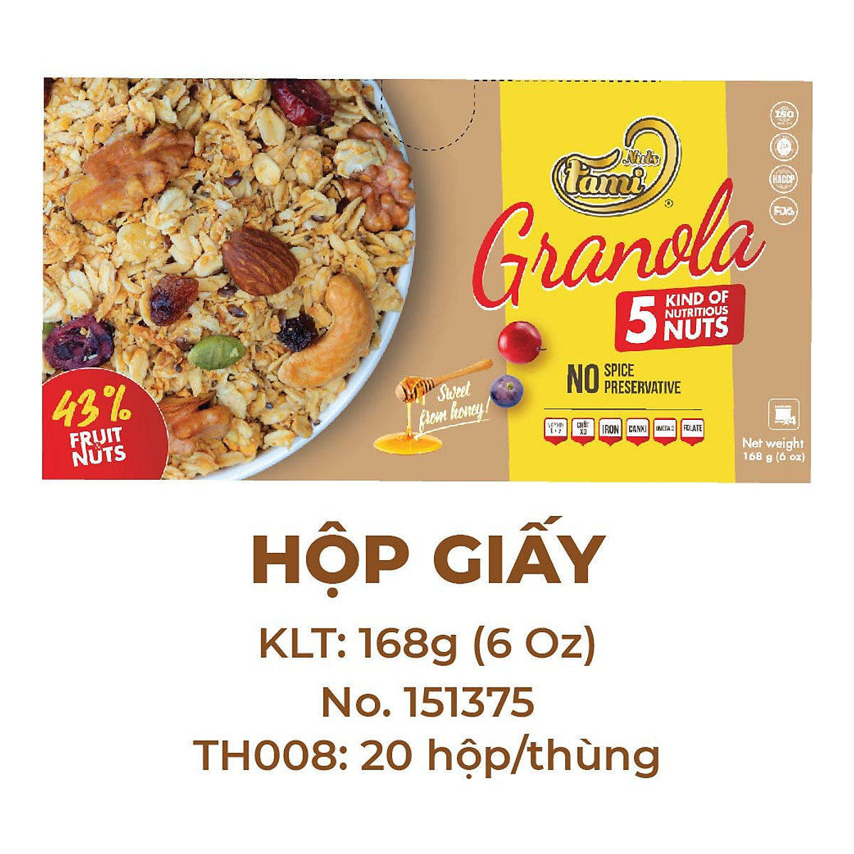 Hạt Dinh Dưỡng Ngũ Cốc Granola - Hộp Giấy 168g - FAMINUTS