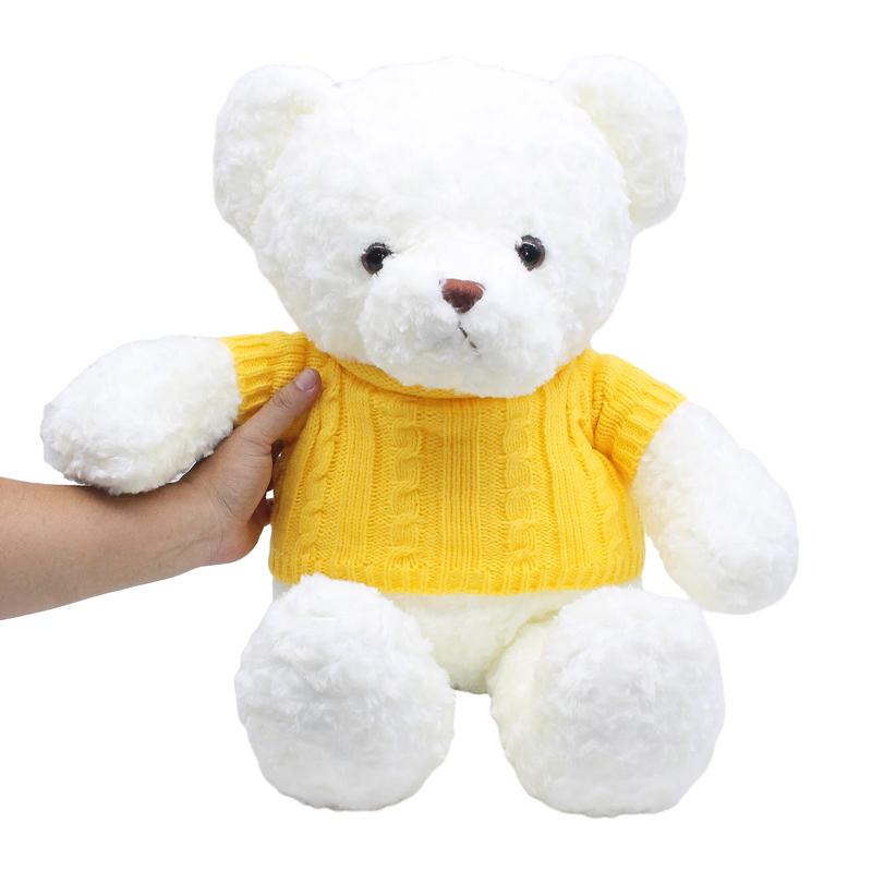 Thú Bông Gấu Teddy Trắng 70 cm - ZooZoo 70480 - Mặc Áo Len Màu Vàng