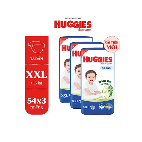 Combo 3 Tã dán Huggies Skincare Super Jumbo XXL54