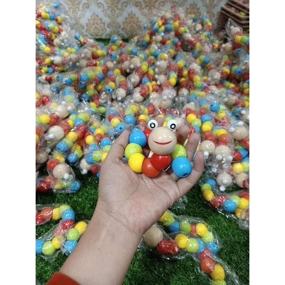 Đồ chơi sâu gỗ uốn dẻo ngộ nghĩnh cho bé rèn luyện kỹ năng cầm nắm