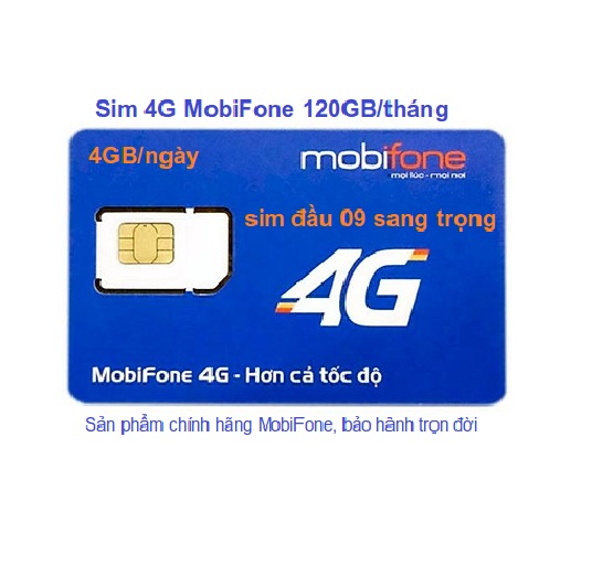 Sim 4G Mobifone C120 120GB - (4Gb/ngày, Gọi nội mạng miễn phí 1000p không giới hạn) -  Hàng chính hãng