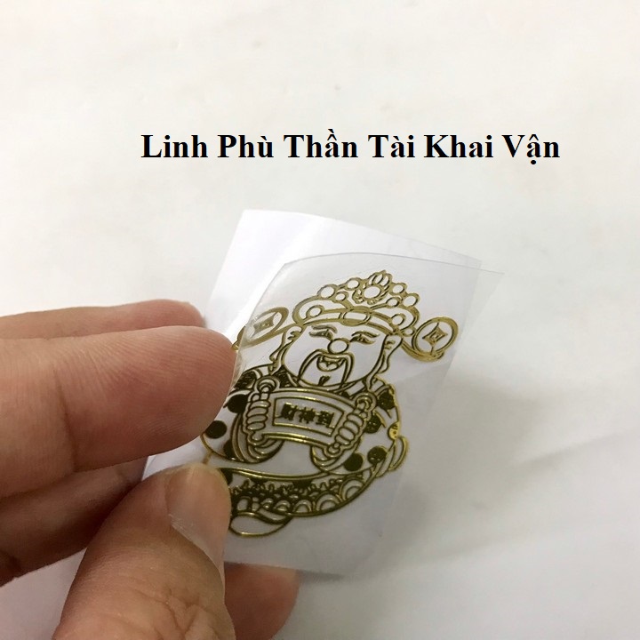 Linh Phù Thần Tài Khai Vận, Dùng linh phù để dán điện thoại, laptop, xe máy, xe hơi, bàn thờ ông địa hay vị trí làm việc, gối đầu giường, kích thước 4.5x3cm, màu vàng - TMT Collection - SP005345