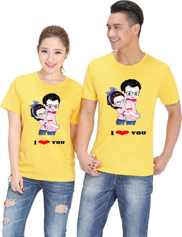 Bộ Áo Thun Đôi Nam Nữ  Màu Vàng A11300