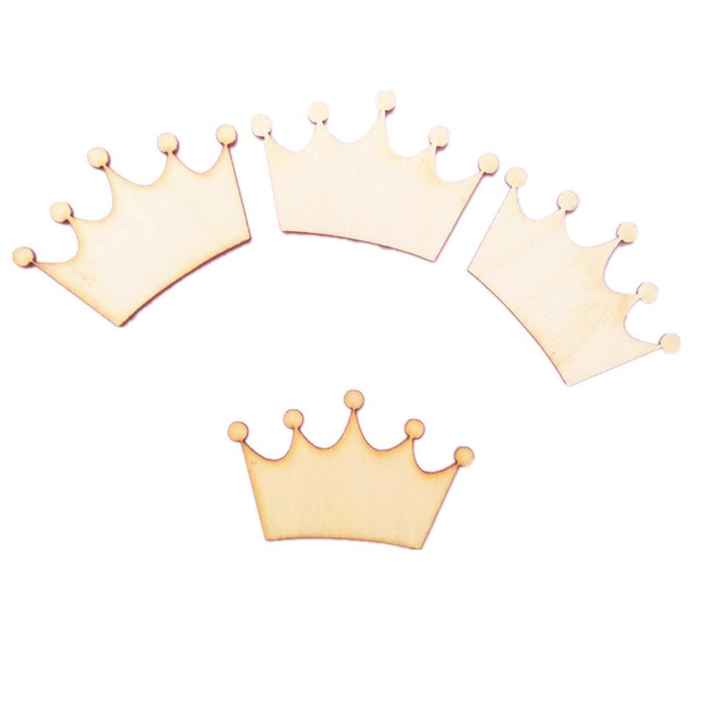 4-5pack 24 Pieces Unfinished Crown Shape Wooden Pieces DIY Craft Embellishments