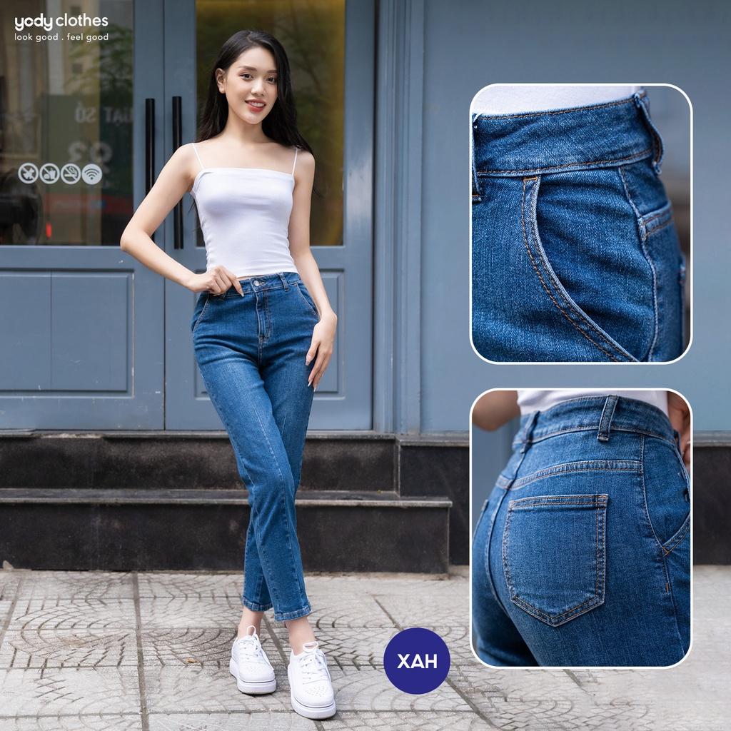 Quần jeans nữ baggy YODY xếp ly tôn dáng, phom ôm co dãn 4 chiều thoải mái QJN5092