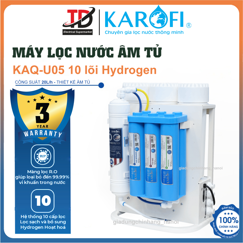 Máy Lọc Nước Karofi 10 Lõi KAQ-U05, Để Gầm Nhỏ Gọn, Hàng Chính Hãng