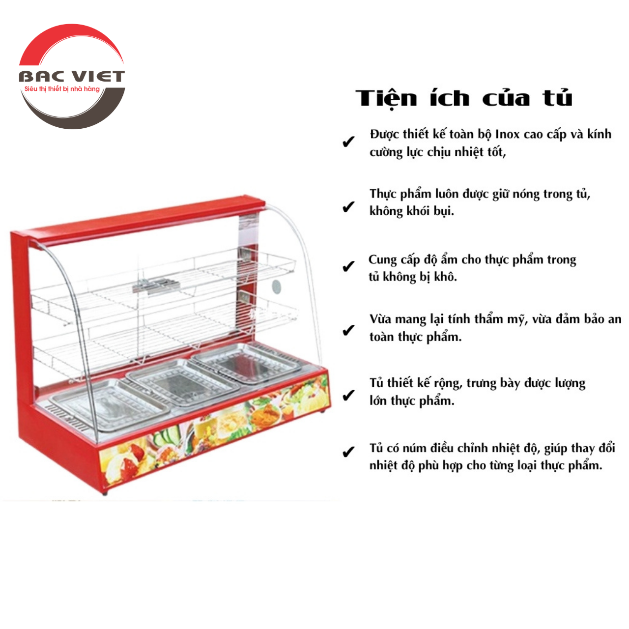 TỦ TRƯNG BÀY HÂM NÓNG THỰC PHẨM KFC BẢO QUẢN GÀ RÁN