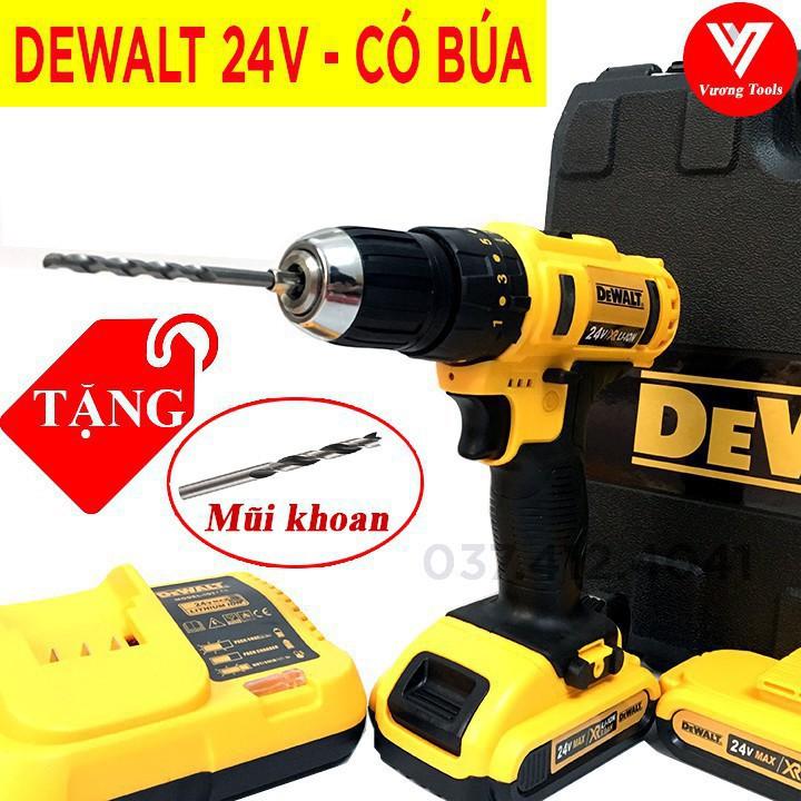 Máy Khoan Pin Dewalt 24V Có Búa, Máy khoan Cầm Tay Tặng Mũi Khoan