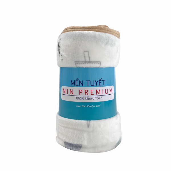 Mền tuyết NIN House hoa văn 1m8x2m sợi microfiber cực kỳ ấm, mịn màng fleece blanket dùng văn phòng, xe hơi, máy bay