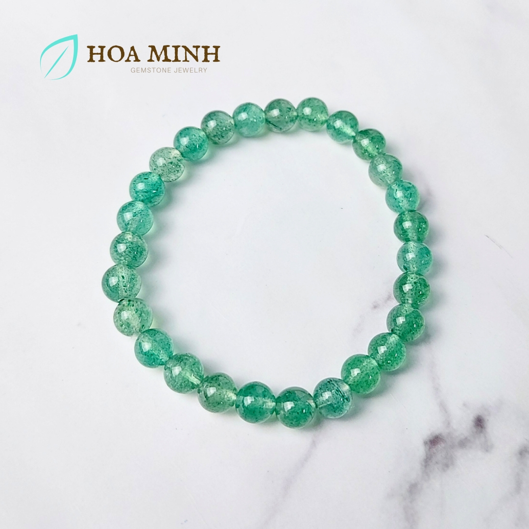 Vòng tay phong thủy đá Thạch Anh Dâu Xanh 6.6 li, hợp mệnh Mộc Hỏa