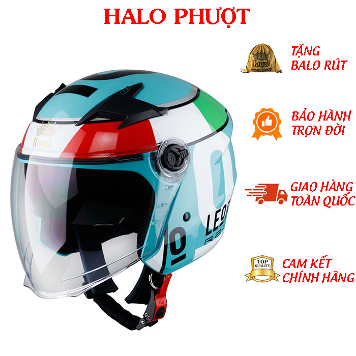 Mũ bảo hiểm 3/4 Royal M268 2 kính - Lót tháo rời